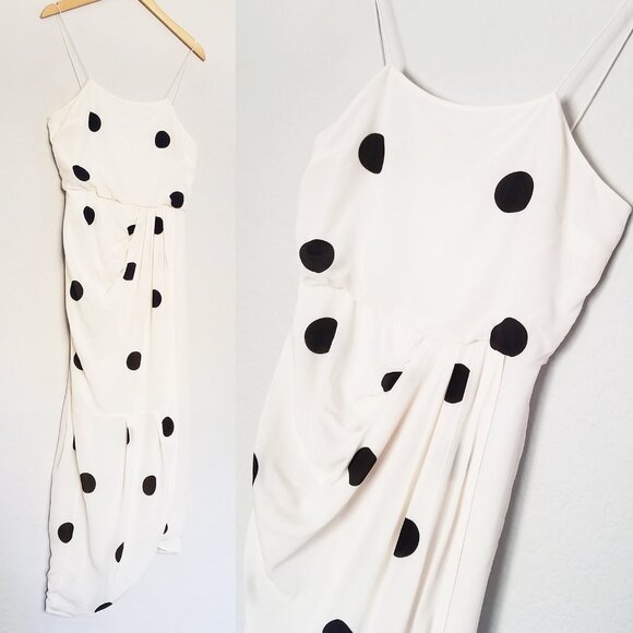 Derek Lam 10 Crosby Cream Polka Dots Cami Midi Dress Size 4 Silk Blend Wrap $550 - Picture 6 of 15
